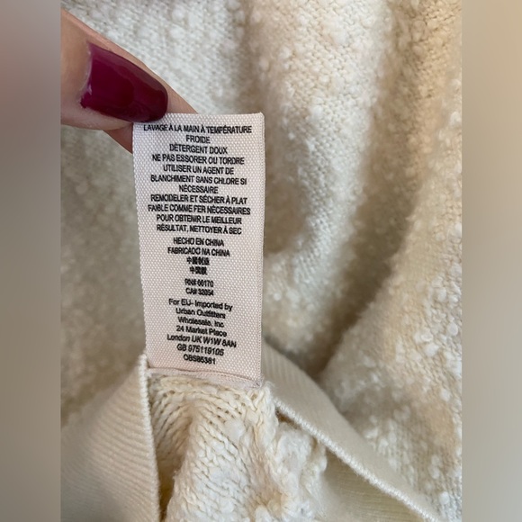 NWOT Free People Bone Color Sweater Terry Cloth Popcorn Knit Long Sleeve Top S/P - Picture 9 of 12